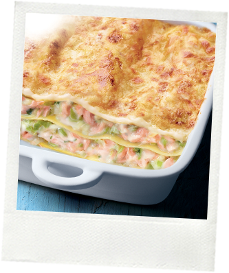 Lasagnes au Saumon, poireaux cuisinés