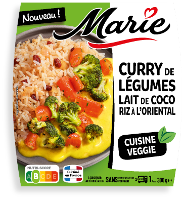 plat Marie veggie curry de légumes au lait de coco avec riz