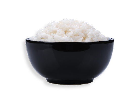  bol de riz blanc cuit sur fond noir
