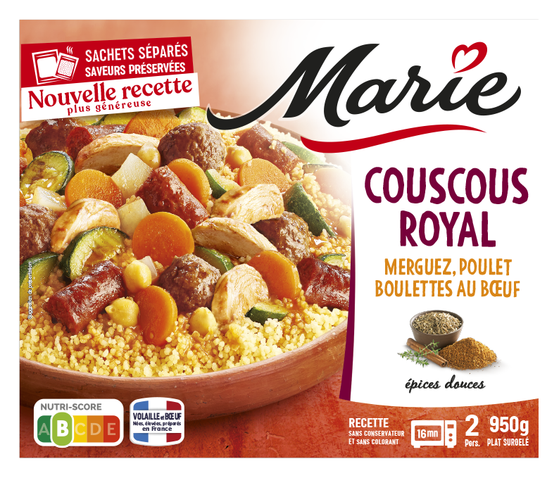 Couscous Royal, merguez, poulet, boulettes au bœuf